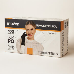 Luva nitrilica sem pó preta p 100 un inoven