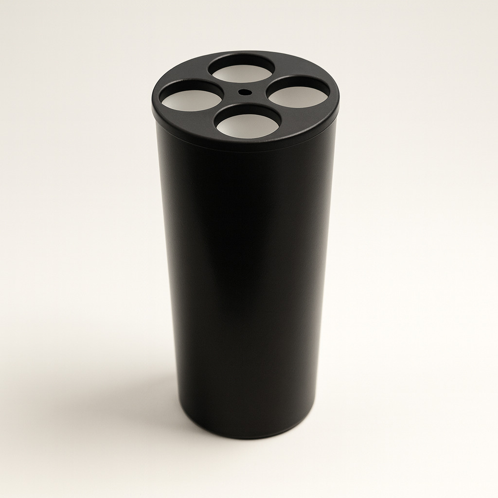 Lixeira 4 tubos para copos água cor preta le15p js