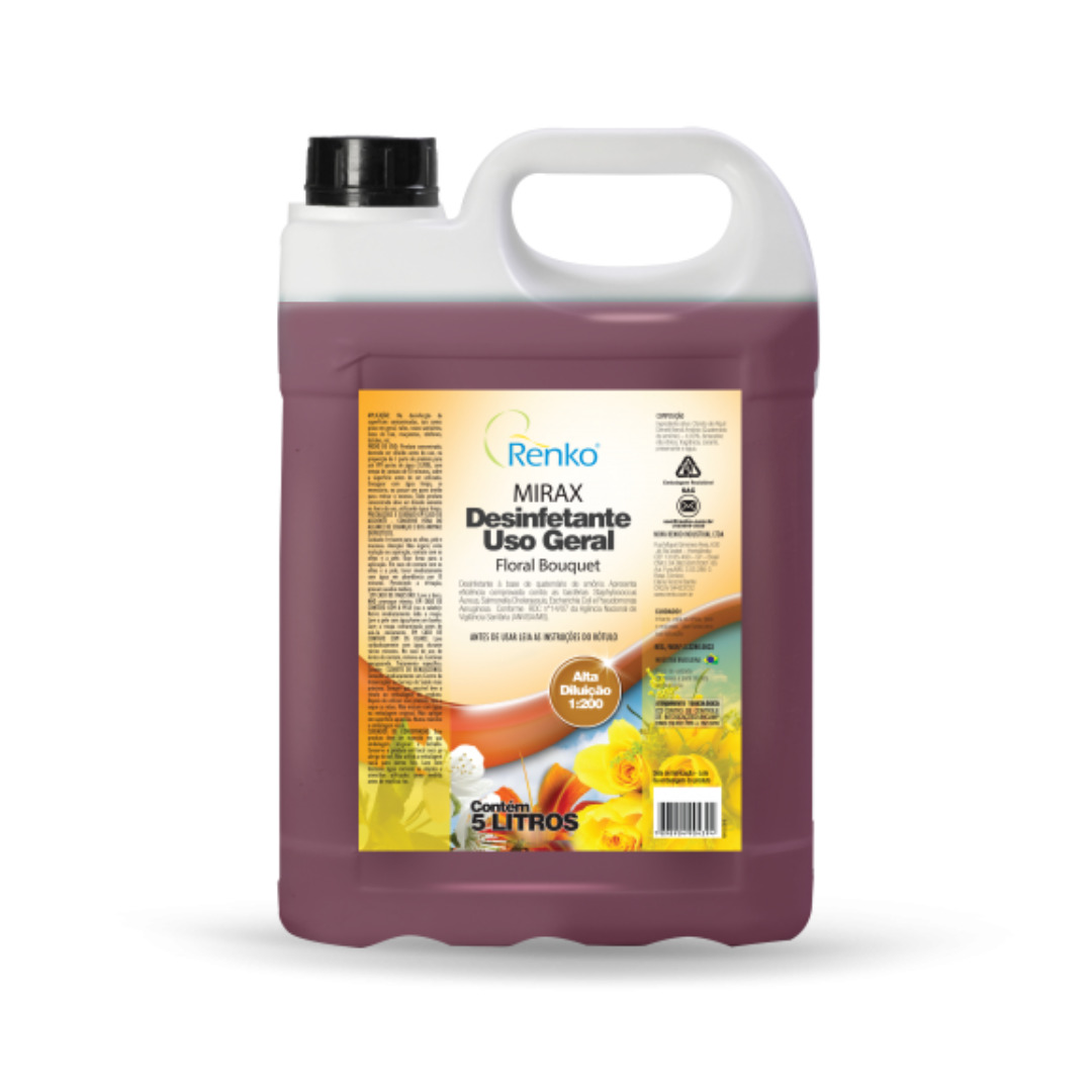 Desinfetante mirax alta diluiçao floral bouquet 5l renko