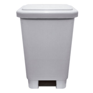 Lixeira pedal branca haste metal 100l caixaplast