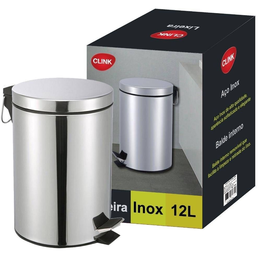 Lixeira inox com pedal 12l clink