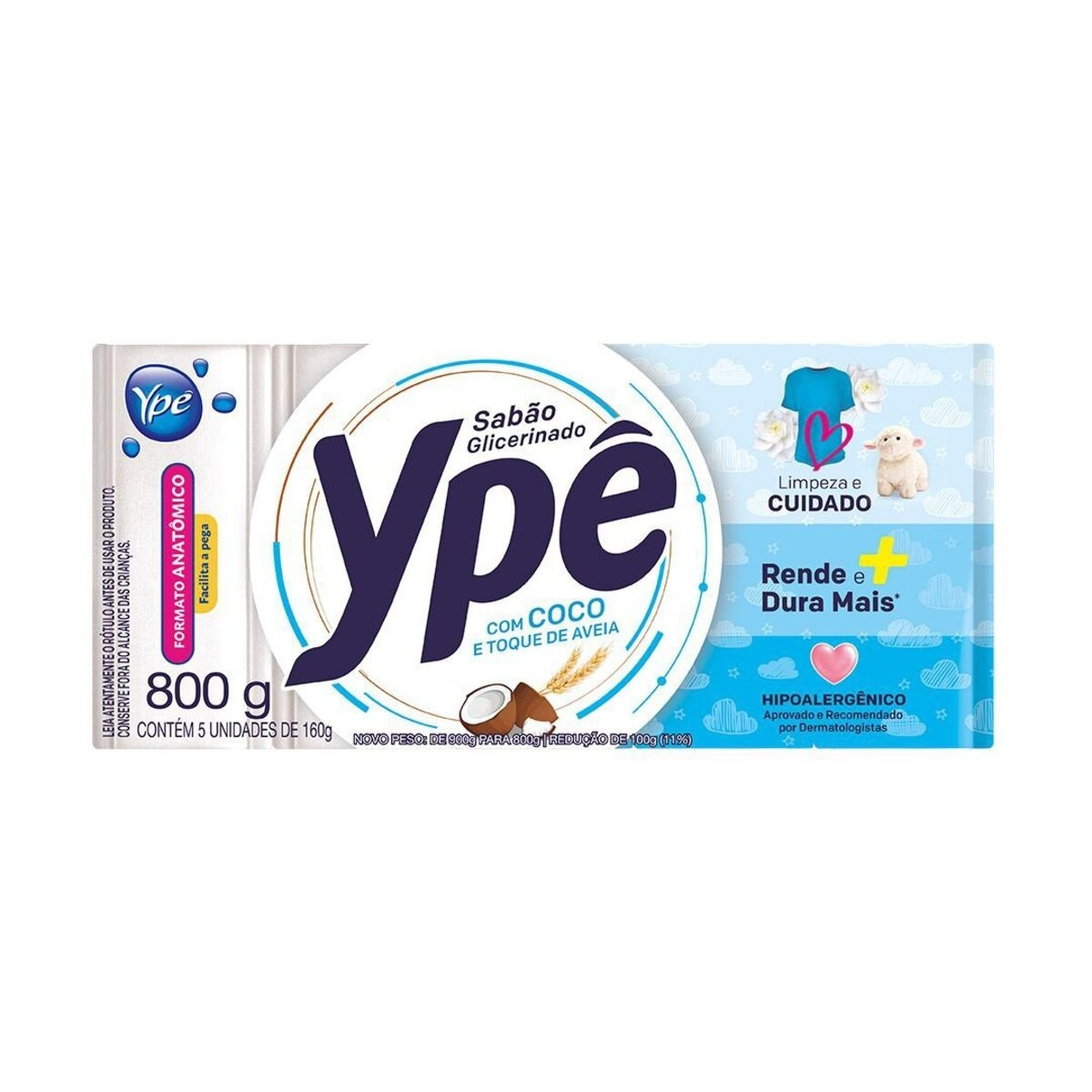 Sabão limpeza pedra coco pct 800g 5x160 un ype