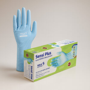 Luva nitrilica sem pó longa grossa plus tam m 50 un volk