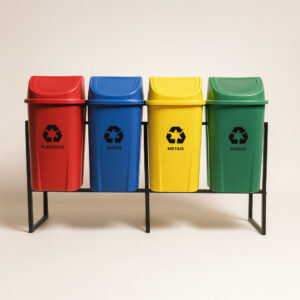 Lixeira coleta seletiva tampa basc 4 cores 60l c/ suporte lp