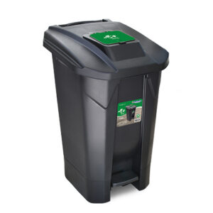 Lixeira com tampa click pedal e roda preta 120l arqplast
