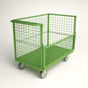 Carro plataforma fechamento em tela com meia porta lateral 300kg c600