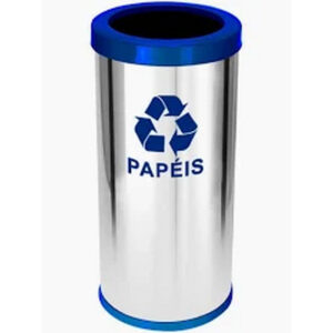 Lixeira inox com aro plástico azul 71x24 c44a 30l JS