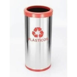 Lixeira inox com aro plástico vermelho 71x24 c44v 30l js