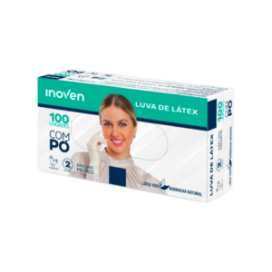 Luva latex com pó m 100 un inoven
