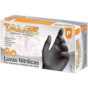 Luva nitrilica sem pó preta p 100 un talge