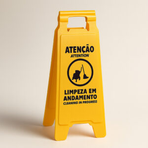 Placa sinal limpeza em andamento - bralimpia