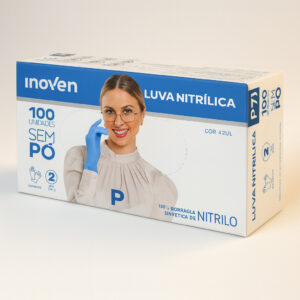 Luva nitrilica sem pó azul m 100 un inoven