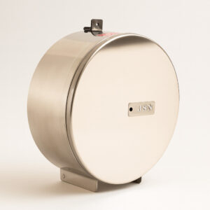 Dispenser higiênico rolão aco inox 400m porta cadeado n5ic js