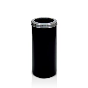 Lixeira polietileno preta aro aco inox 30x70 4073 50l ap