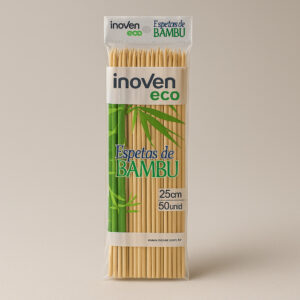 Espeto bambu vareta 25cm pct 50 inoven