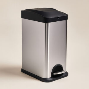 Lixeira pedal aco inox escovado tampa plástica 15l biovis